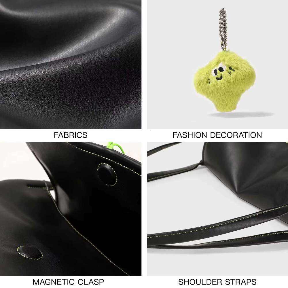 TOUTOU Tote Doll Pendent Large Capacity PU Leather Handbag Shoulder Women Bag Back To School Valentine's Day Gift
