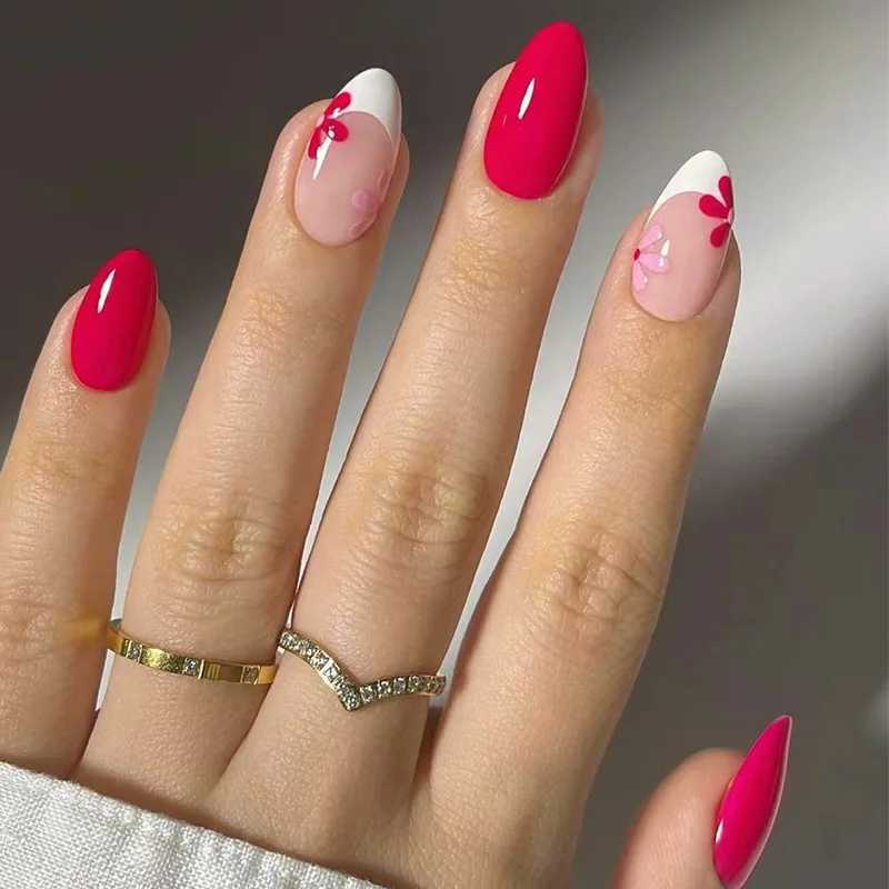 24Pcs Solid Nude Color Fake Nails with Jelly Glue Short Almond Press on False Nails Wearable Oval Finished Full Cover Nail TipsW250120