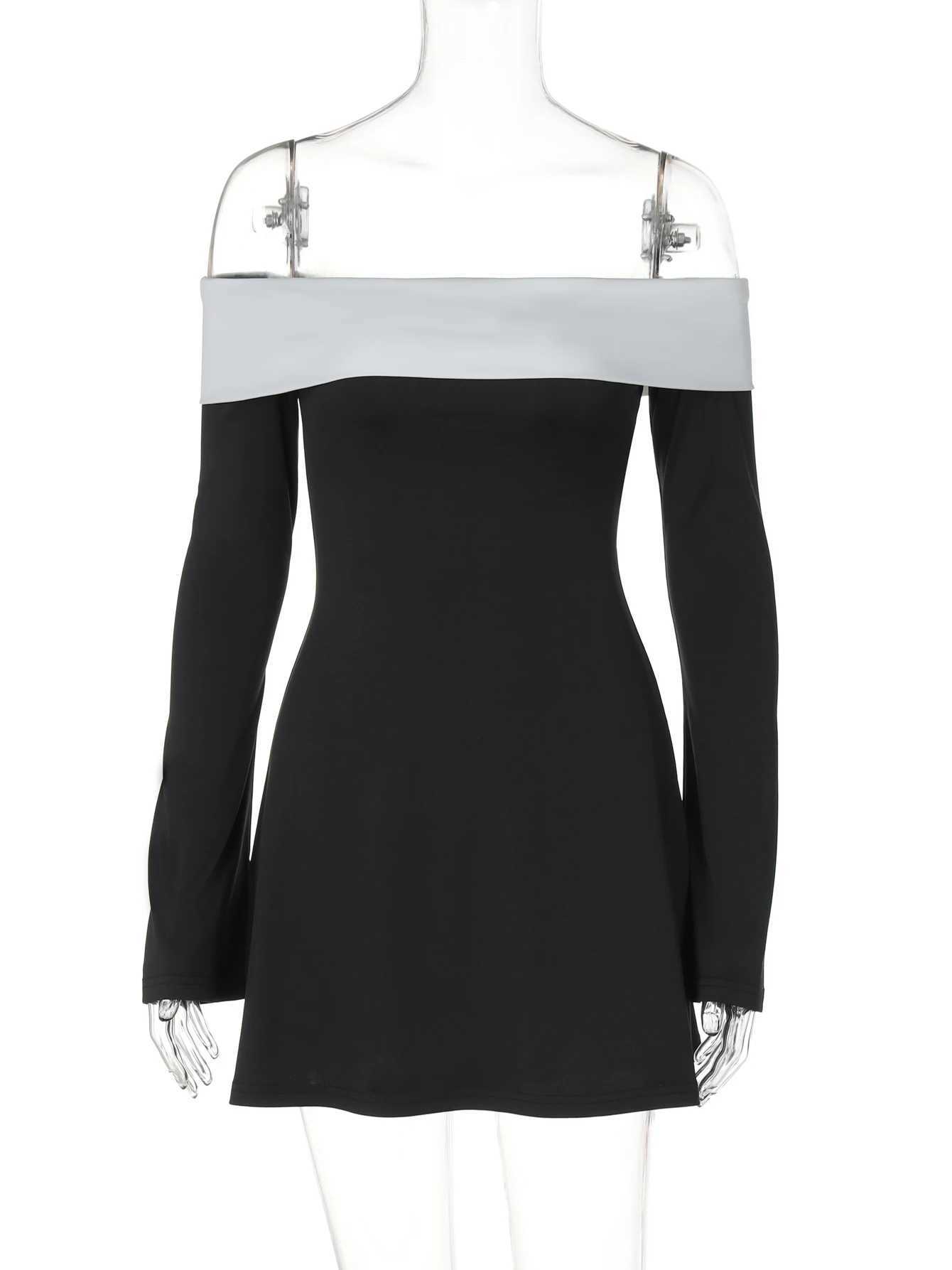 Hth Women 2024 Spring Autumn Long Sve Party Club Evening Bodycon Black Short Mini Dress Wholesale Items For BusinessXJ250115