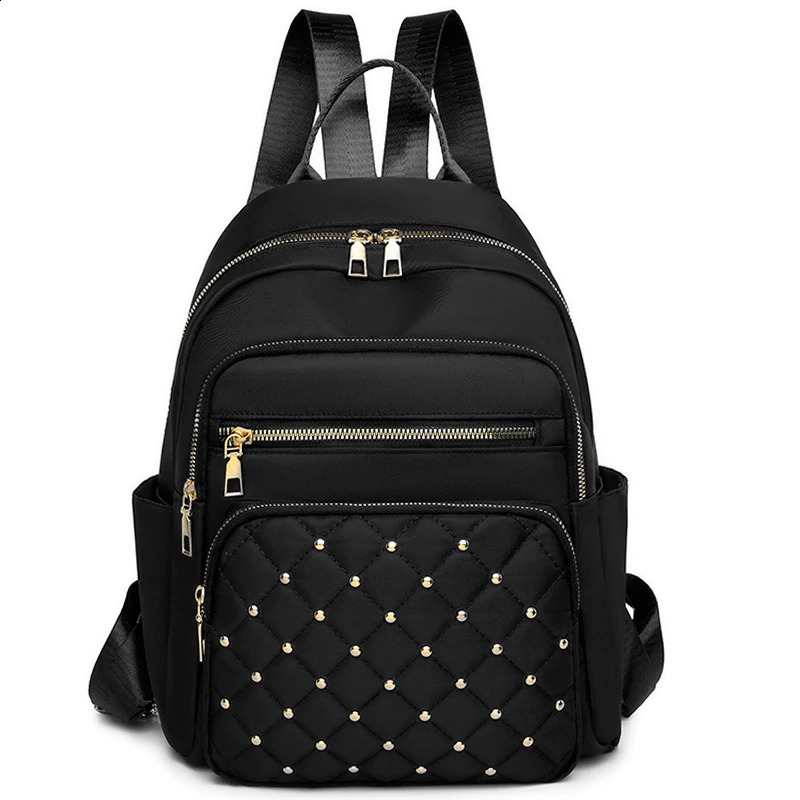 Backpack womens diamond lattice large capacity travel fashion all casual bag Oxford cloth women backpack 250122