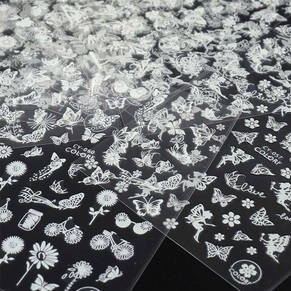 3D Luminous Nail Stickers In The Dark Glow Butterfly Flower Leaf Angel Slider For Nail Decals Manicure Accessories SLCY055-063XJ250120