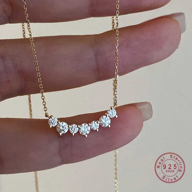 925 Sterling Silver Plated 18K Gold Geometric CZ Pendant Necklace For Women Wedding Party Fine Jewelry GiftXJ250114