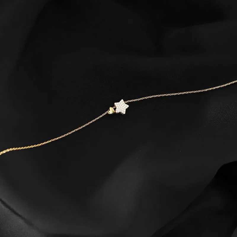 Birtay Gift 925 Sterling Silver Cute Shiny Star Collar Pendant Flashing Diamond Necklace Woman Charm Jewelry Wedding Party GifXJ250114