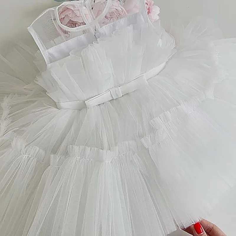 Baby Bow Tulle Baptism Dress for Girls Gown Toddler Kids Wedding Elegant 1st Birthday Party Princess Dress Tutu Evening Dresses X250203