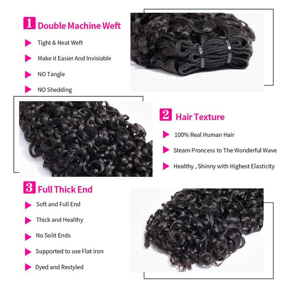 Brazilian Kinky Spirals Curly Bundles With Frontal 10A Double Drawn e Curl Human Hair Extension Weave With Frontal CloXJ250120