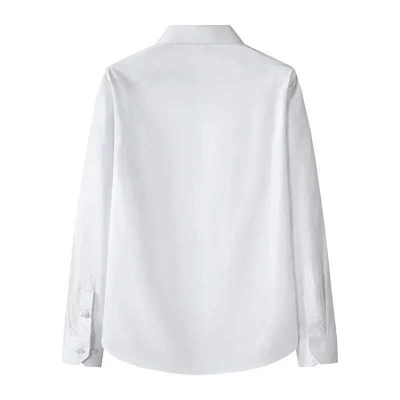 New Mens Long-sleeved Slim Shirt Business Casual Formal Office Shirt Male White Black Light Blue Navy Plus Size 8XL Solid ColorXJ250121