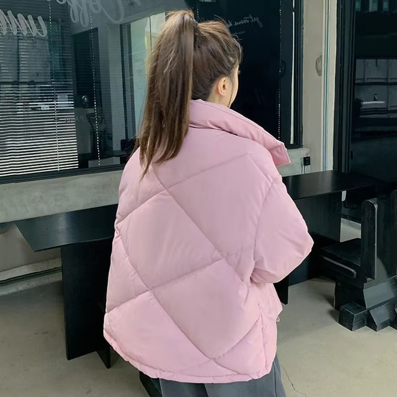 Lucyever New Winter Warm Parkas Women Korean Loose Stand-Up Collar Padded Jacket Woman Thicken Short Down Cotton Outwear