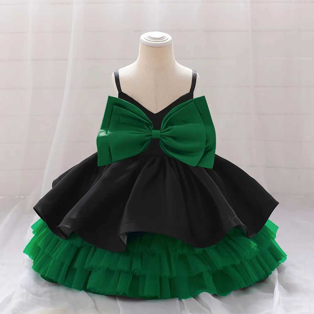 Big bow baby girl princess dress elegant white for young children first birthday party wedding bride chiffon girl shower dress X250203