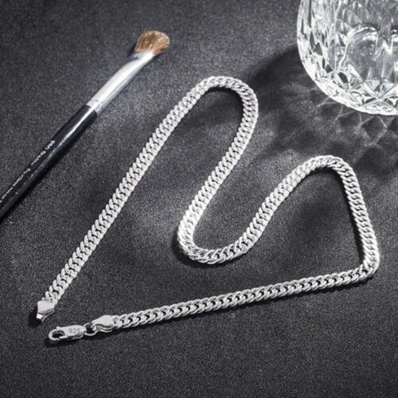 Hot fine Width 6MM chain 925 Sterling Silver Necklaces for Women Men Charm fashion Jewelry wedding Party Holiday gift 50-60cmXJ250114