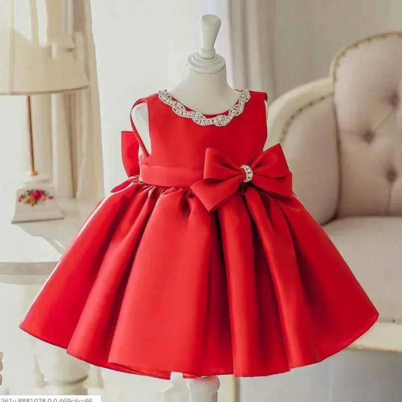 Newborn baby dress sequins red lace chiffon baby Christmas party princess dress bow 1st birthday dress baby bath dress X250203