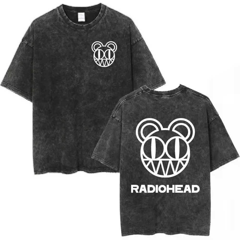 Radiohead Rock Band OK Computer Vintage Washed T-shirt Men Women Fashion Hip Hop T-Shirts 100% Cotton Casual T-shirts Streetwear X250203