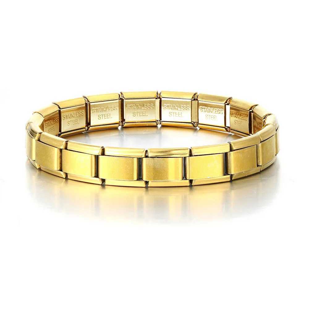 Feehow Italian Charm DIY Jewelry Module Elastic Luxury Bracelet Women Men Stainless Steel Link Bracelet Christmas Gift Wholesale W250121
