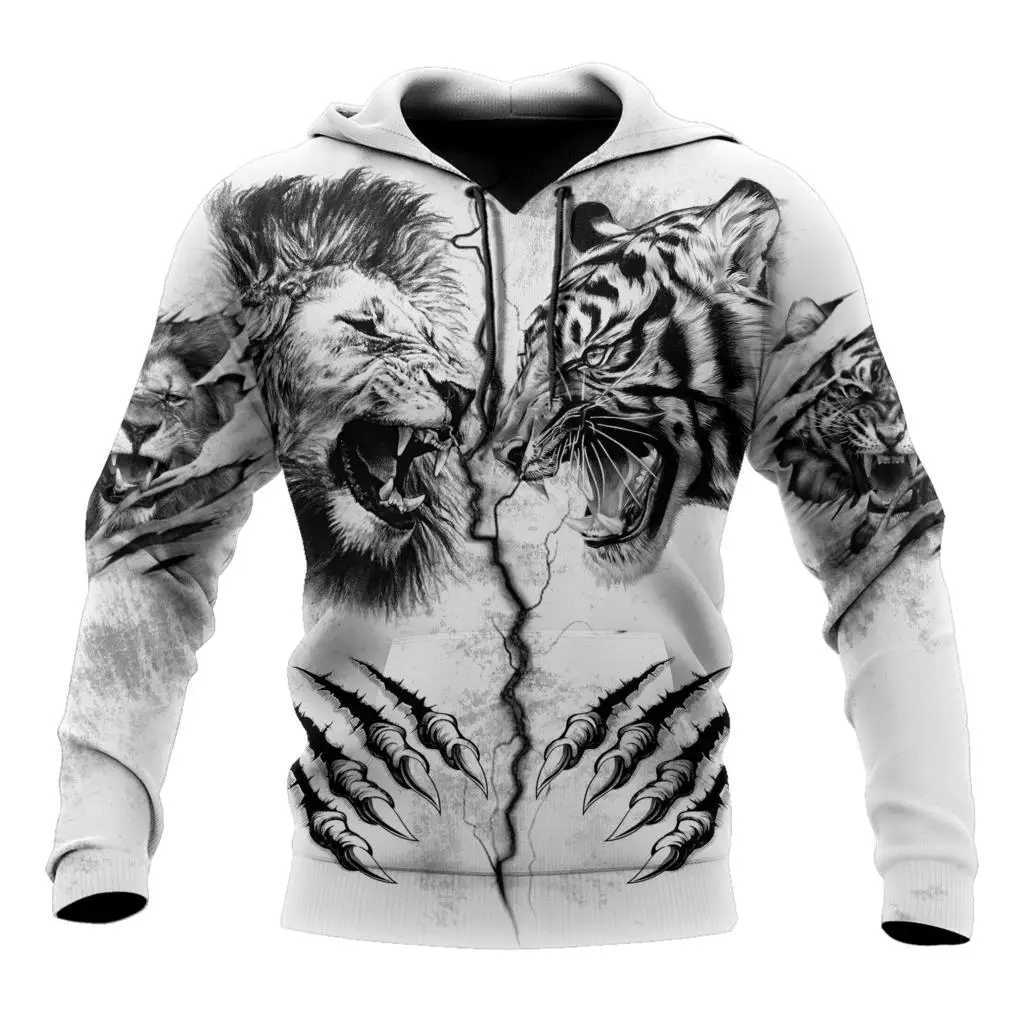 Spring and Autumn Mens Wolf Animal Pattern 3D Printing Hoodie Harajuku Fashion Hooded Sweatshirt Unisex Casual Pullover 01XJ2500118