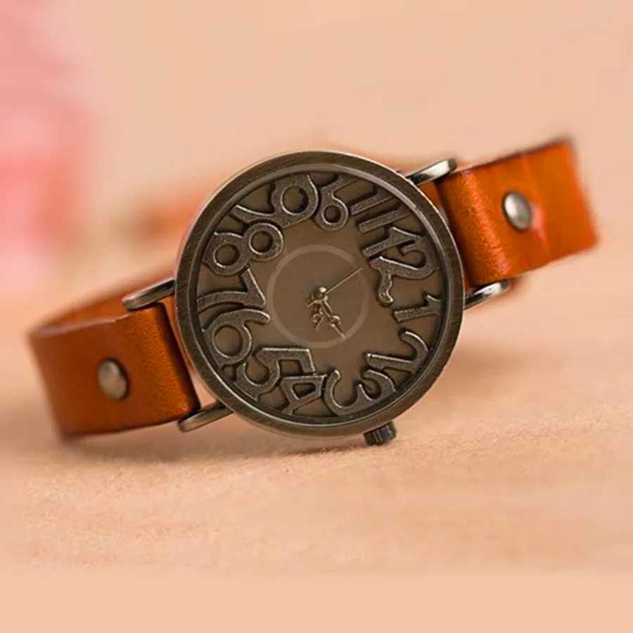 Shsby New Vintage Digital Hollow Genuine Cow Leather Strap Watches Wen Dress Watches Fem Quartz Watch Student Leisure Watch X250203