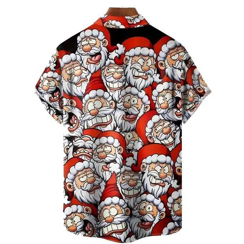 Spring Summer New Men Clothes 3D Digital Print Casual Short Sleeve Shirt Christams Shirt Men Clothes Loose Lapel Shirt TopsXJ250121