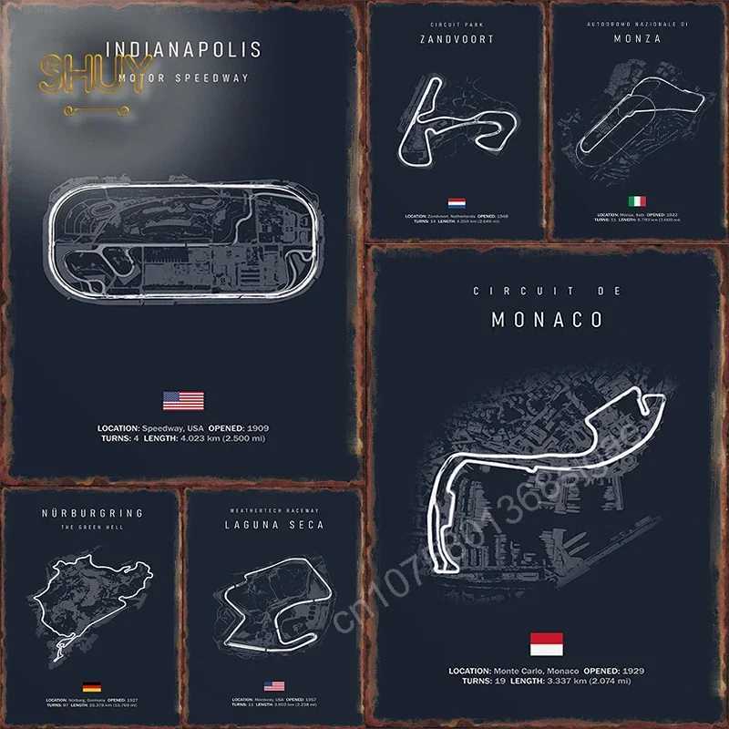 Formula 1 World Racetracks Metal Tin Sign for Room Wall Decor Poster Art Printing Pictures World Circuit Plaques Home DecorationXJ250116