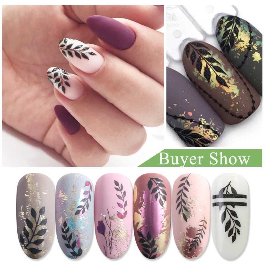 1pc Black Flower Vine Nail Water Sticker Decals Leaf Lace Design Slider Nail Art Decoration Sticker DIY Winter Wrap CHSTZ645-658XJ250120
