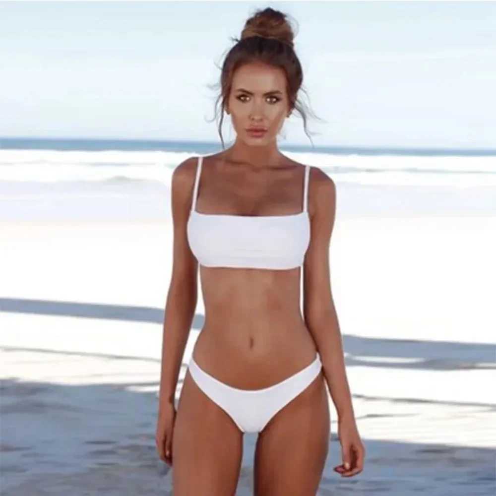New Solid Sexy Bikini Set Women Swimming Suit Fashion Swimsuit Two-Piece Swimwear Bathing Suit Fe Biquini S-XL SetsXJ250120