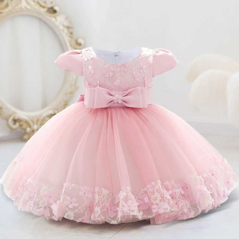 Flower Ceremony Baptism 1 Year Birthday Dress For Baby Girl Clothing Lace Princess Dresses Bow Party Dress Toddler Clothes X250203