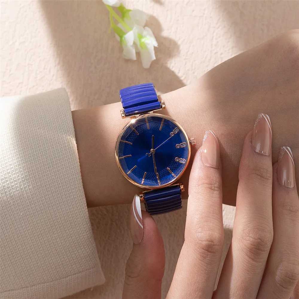 Luxury Treasure Blue Simple Crystal Ladies Quartz Watch Casual Stainless Steel Stretch Strap Fashion Wen Dress Clock Watches X250203