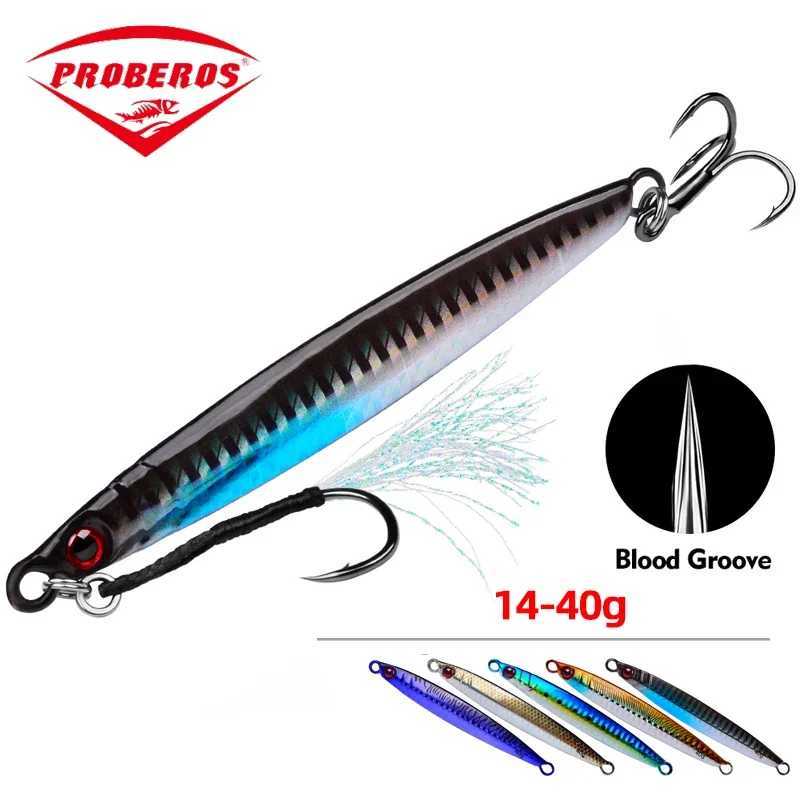 PROBEROS Jigs Sink Fast Metal Fishing Lures for Long Distance Casting with Hooks 3D Fast Retrieve Sea with HooksXJ250122