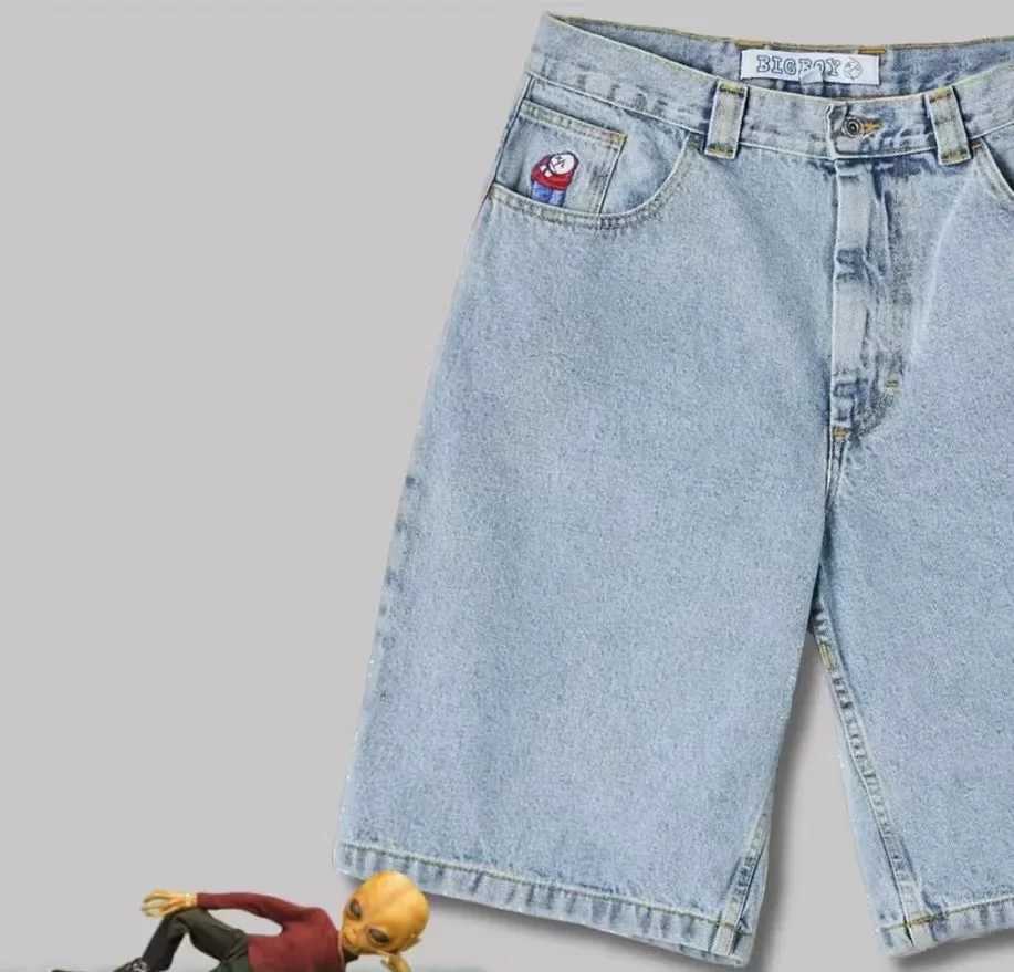 Y2K Polar Big boy Short for Men Streetwear Baggy Jeans Embroidery Denim Leisure Short Women Hot Traf Men shorts Skate jeans men X250203