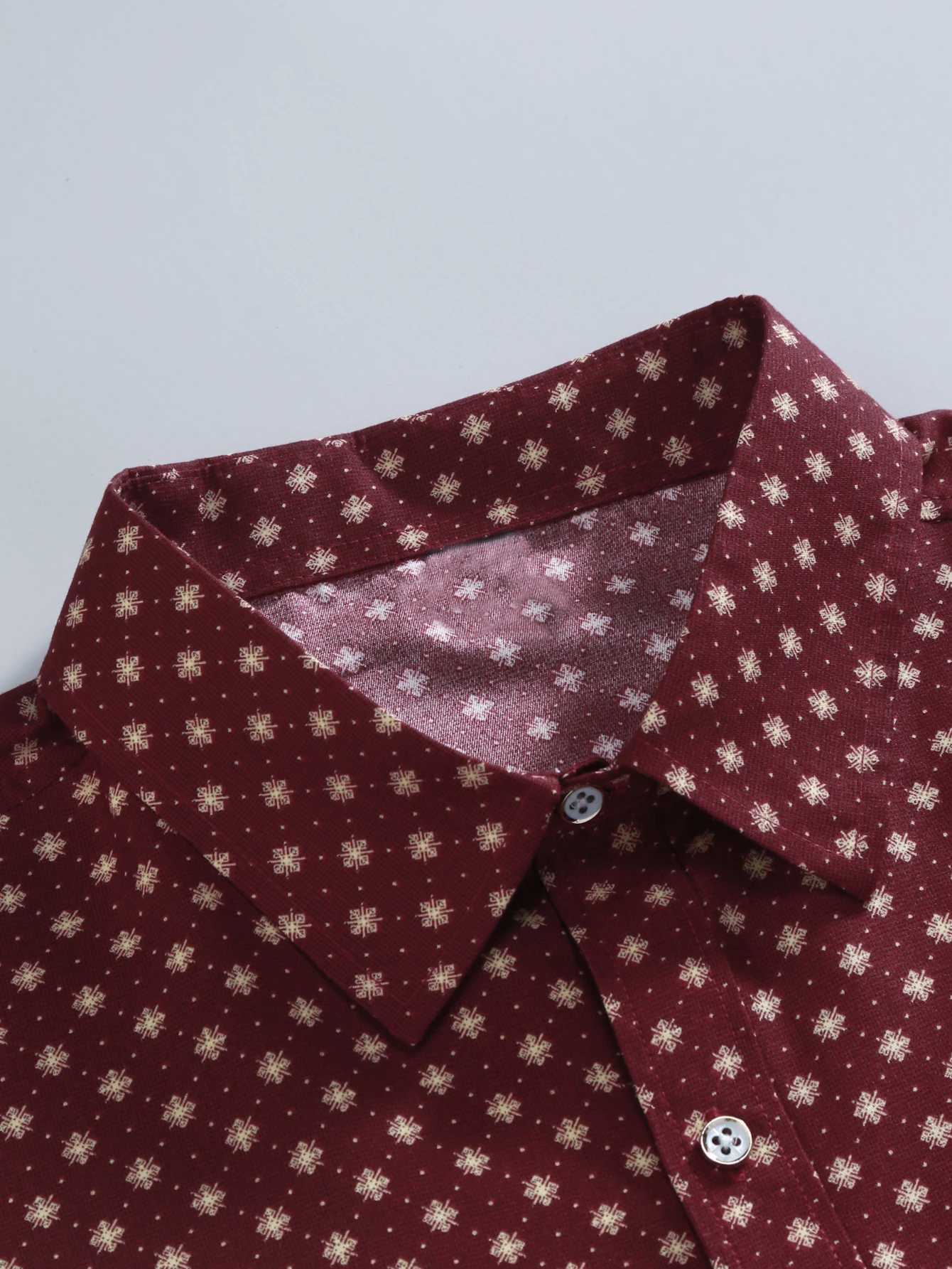 Mens Dots Printed Short Sleeved Button Up Shirts Casual Dressing Shirts Short Sleeve Button Down Shirts Summer Casual ShirtsXJ250121