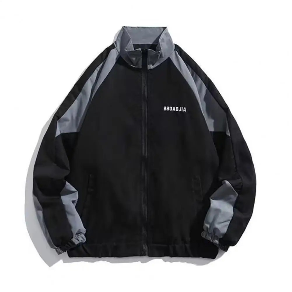 Men Windbreaker Jacket High Street Hop Style Color Block for Women Stand Collar Long Sleeve Spring 250122