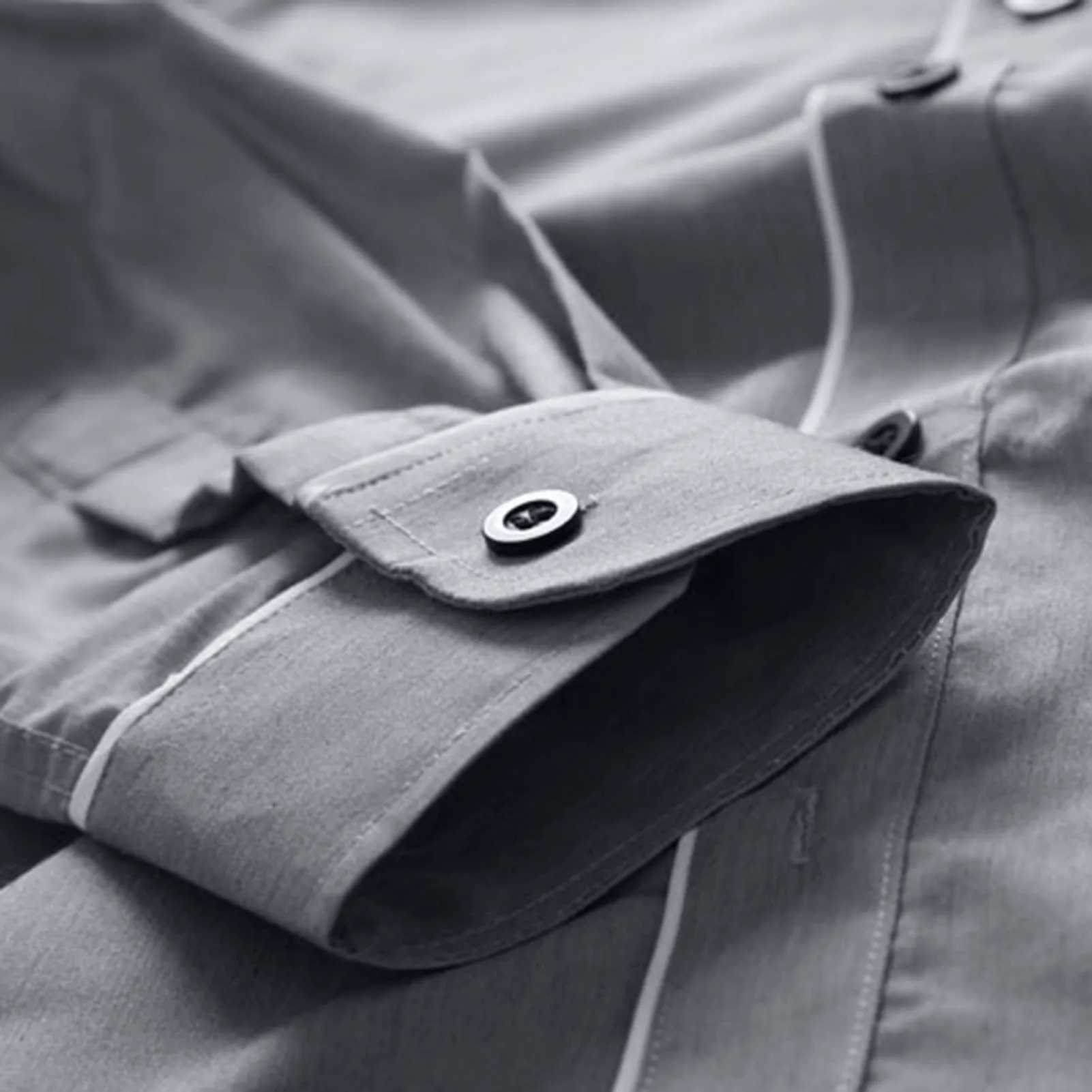 Trendy Men Shirt Slim Male Shirt Soft Anti-wrinkle Casual Contrast Color Line Male ShirtXJ250121