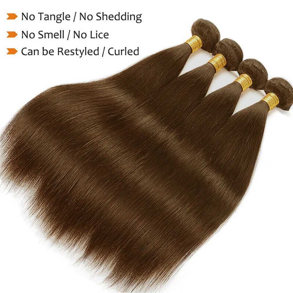 4# Human Hair Bundles Bone Straight Human Hair Bunldes Weave 1 3 4 Bundles Cheap Deal Remy Hair Extension Chocolate Brown ColorXJ250120