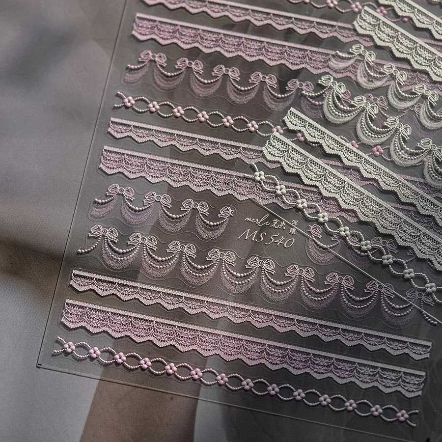 1pcs 5D Embossed Exquisite Kawaii Lace Nail Art Stickers Japanese Lace Series Nail Adhesive Decorations Decals DIY AccessoriesXJ250120