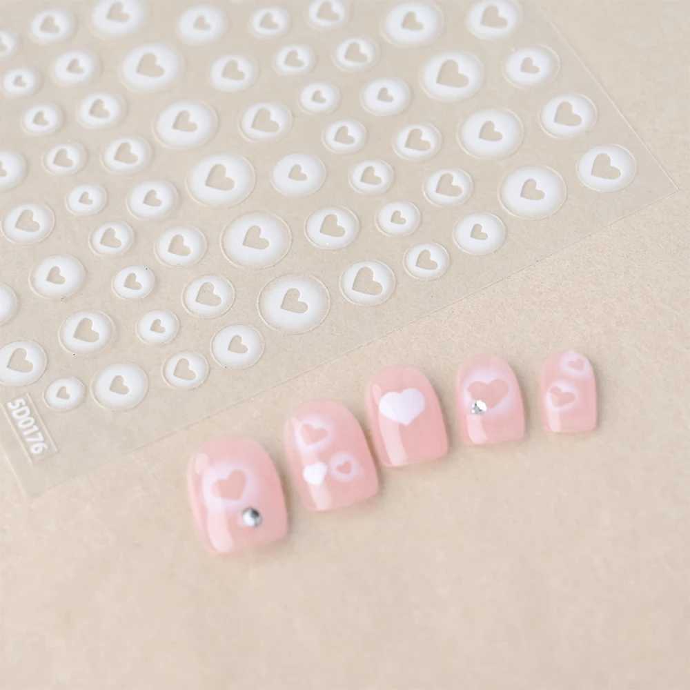 1pc Heart Star Nail Art Stickers Self-Adhesive Nail Decals 5D Translucent Stars Hollow Love Airbrush Nail Slider French StickersXJ250120
