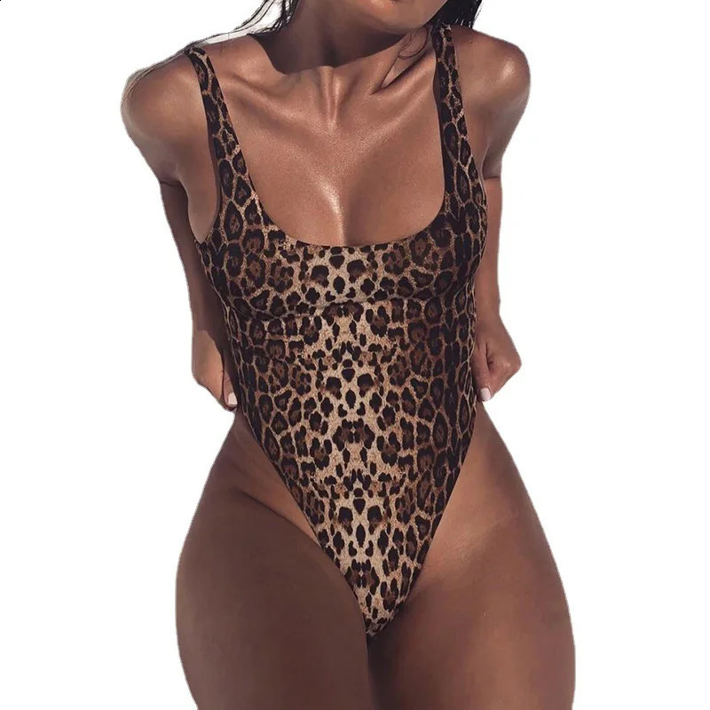 Sexy Leopard Print Mini Dres High Cut Backless Women Erotic Outfits Pajamas Halter Jumpsuit 250108