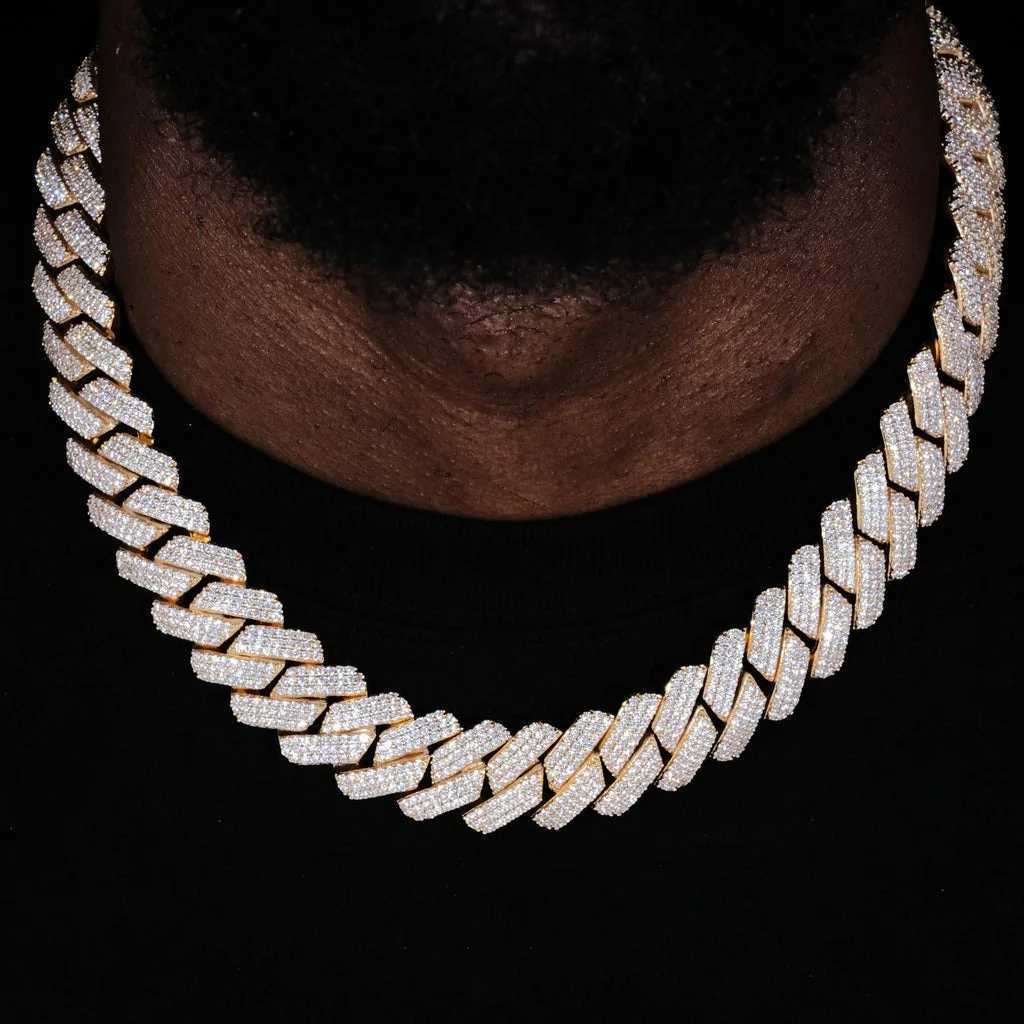 18k Gold Plated 20mm d Diamond Cuban Chain Hip Hop Rper Luxury Jewelry Thick Heavy Link Necklace for Men and WomenXJ250114