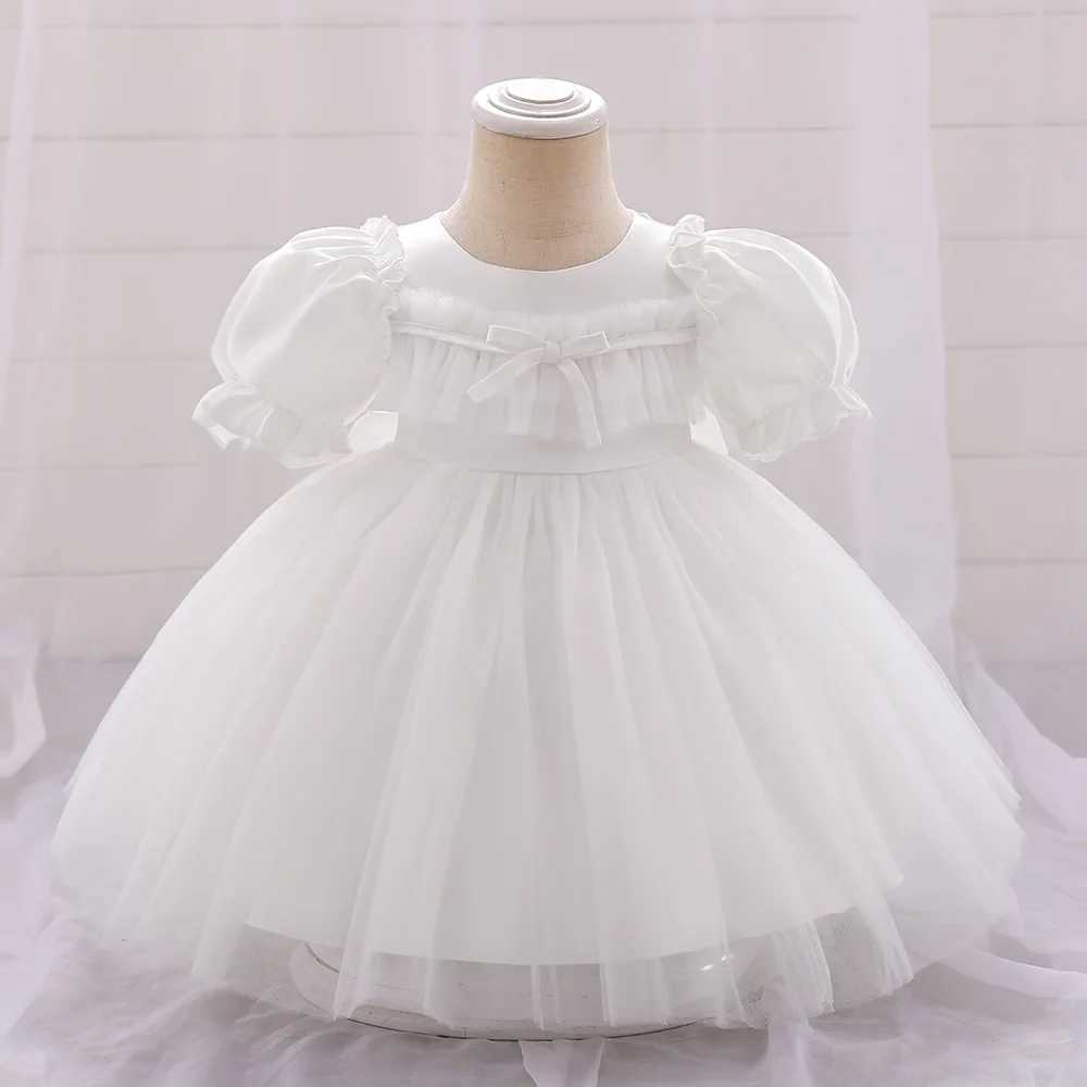 Green Christmas Girl Baby Dress 1 Birthday Evening Dress Baby Girl Chiffon White Baptist Princess Party Dress 0-2Y X250203