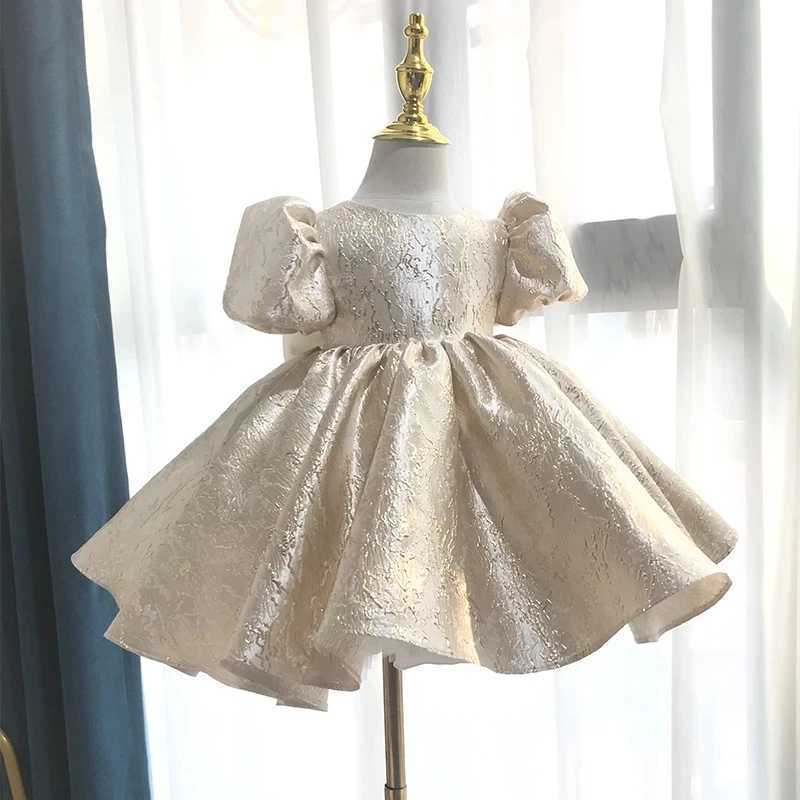 Champagne Puff Sleeves First Birthday Dress Baby Dress Girl Dress Princess Dress Sparkling Party Dress Ball Dress X250203