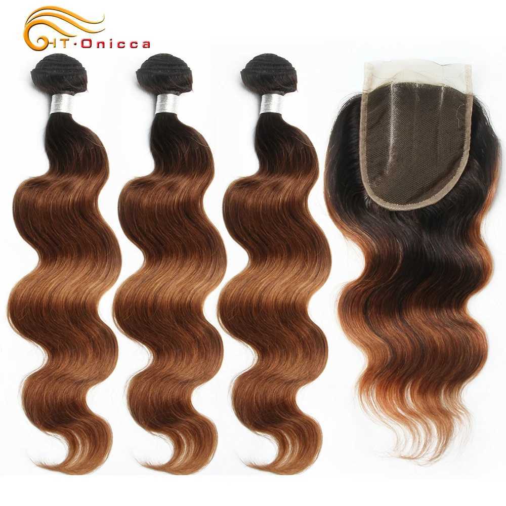 Body Wave Bundles With Clo 100% Human Hair Weave Bundles With Clo 70g/pc Brazilian Hair Weave Ombre Bundles With CloXJ250120