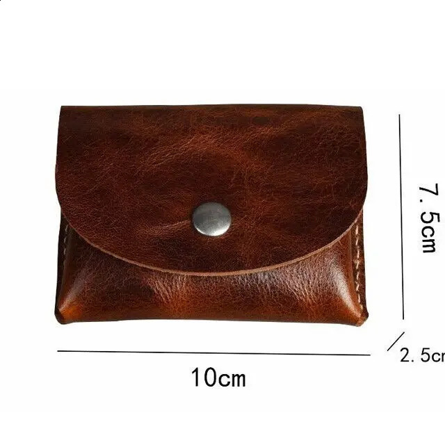 Handwork Vintage Leather Coin Purse Genuine Leather Minimalist Coin Case Men Mini Leather Coin Pouch Card Cowhide 250120