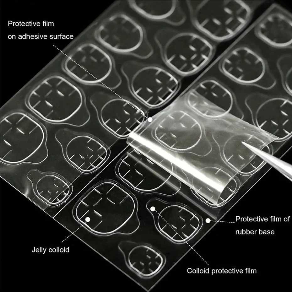 25 Sheet/600PCS Double Side Glue Nail Sticker Adhesive Tabs Waterproof Breathable Fake Nail Glue Stickers Jelly False Nails TipsXJ250120