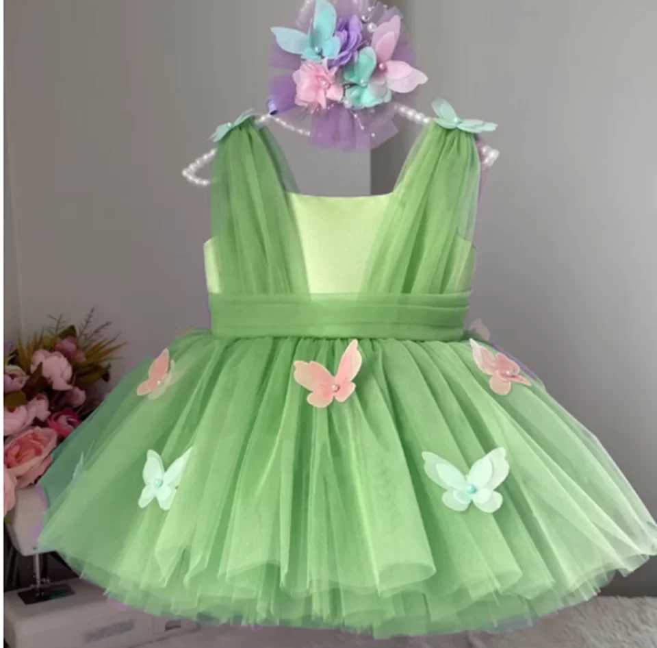 Flower Girl Dresses Elegant Princess Satin Ball Gown For Kids Birthday Party Dress Simple Bow First Communion Dress X250203