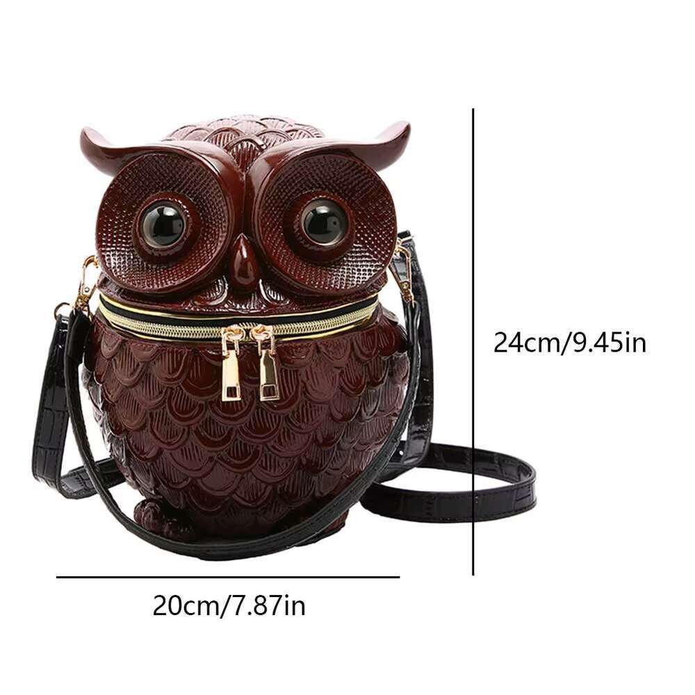 Women 3D Shoulder PU Leather Animal Shape Crossbody Detachable Strap Simulated Owl Satchel Girls Daily Bag