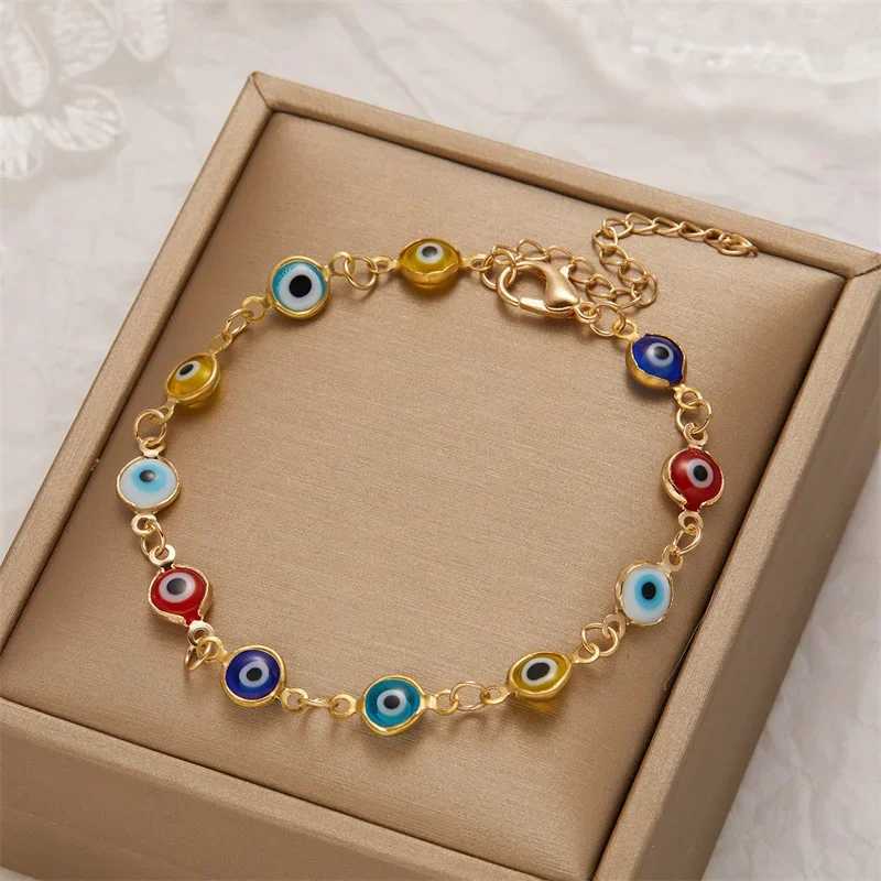 Colorful Evil Eye Bracelets Stainless Steel Adjustable Lucky Turkey Blue Eye Jewelry Simple Metal Bring Good Luck Wealth Gifts W250121