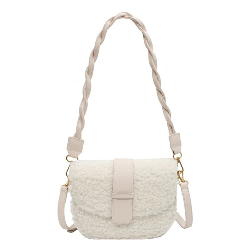 2025S New Free Shipping Designer Bag Winter Messenger Knitted Shoulder Strap Saddle High Quality Plush Fur Bag Womens Handbag Er