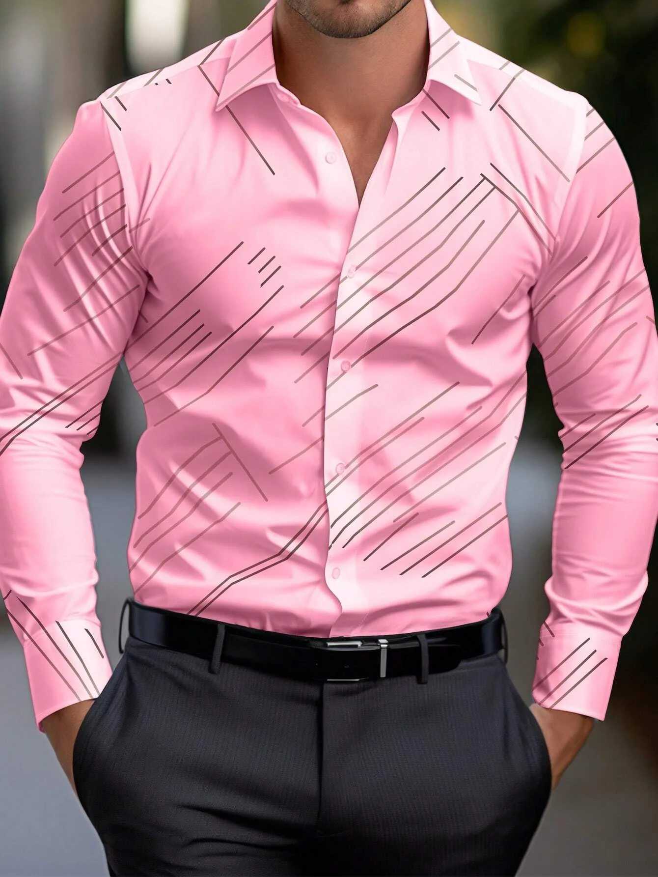 Summer new mens shirt 12 color long-sleeved striped lapel Hawaiian resort fashionable casual comfort XS-6XLXJ250121