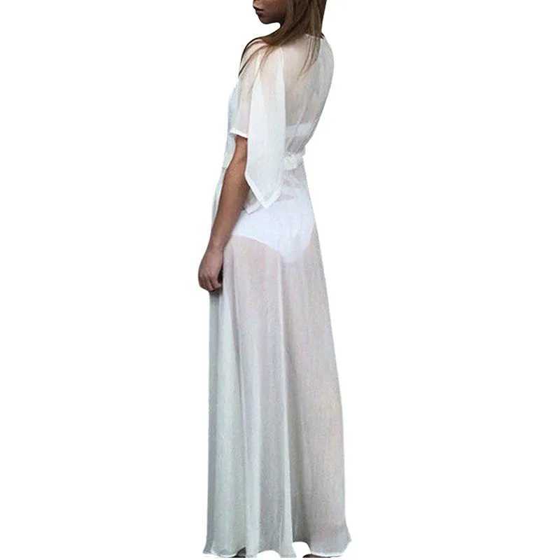 Fashion Women Summer Solid Color Short Sleeve Loose Sexy Beach Dr Holiday Swimwear Mesh Cover Up W250120