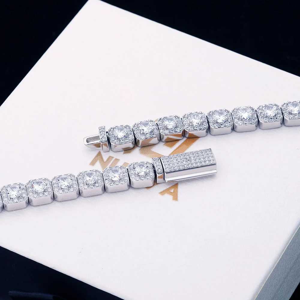 Hip Hop Jewelry 7mm d Tennis Chain Long Clasp Necklace Bling Zircon Cluster Diamond Gold Plated Choker For Women DropShippingXJ250114