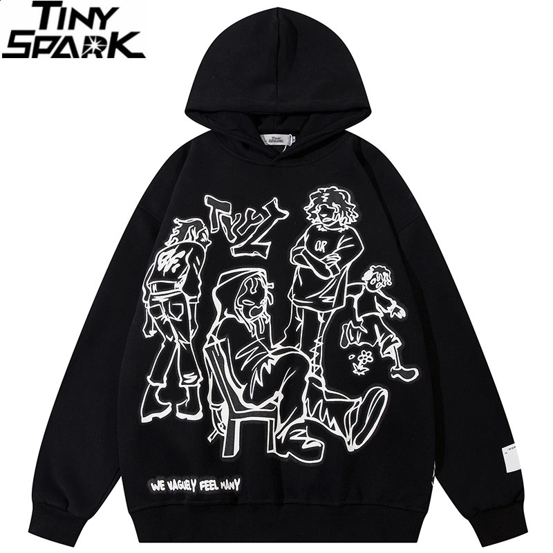 2024 Men Streetwear Pink Hoodie Sweatshirt Funny Cartoon Graphic Autumn Harajuku Anime Hooded Pullover Hip Hop Hipster 250109