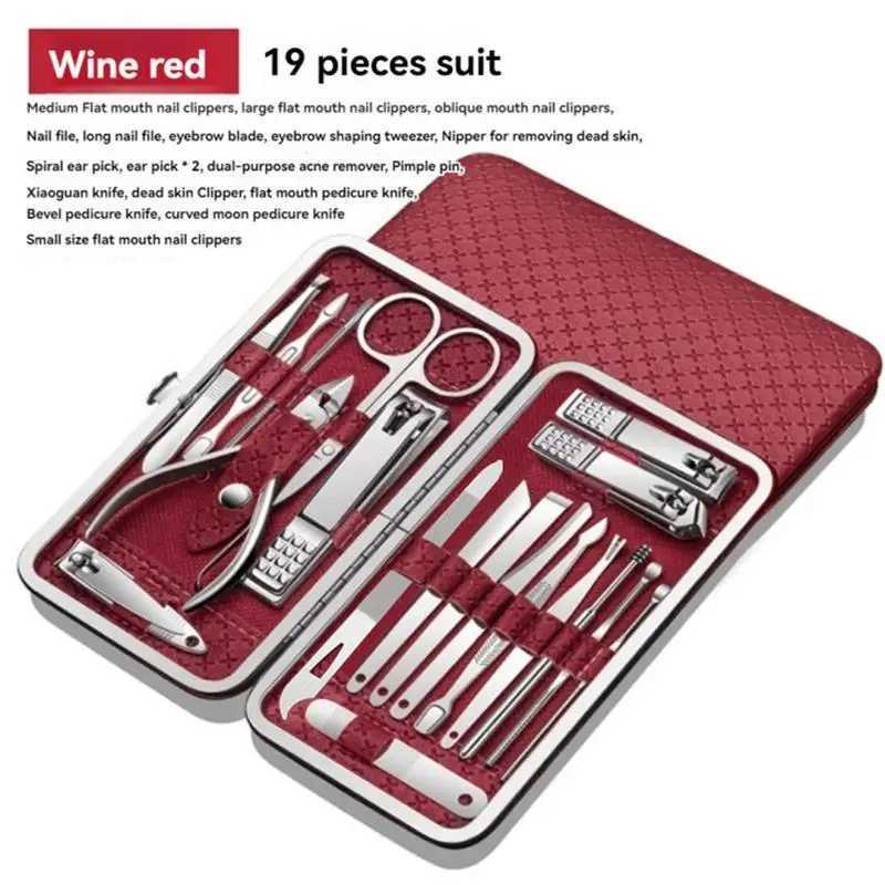 19pcs Nail Clippers Set Nail Clippers Pedicure Tool Ear Scooper Hawksbill Nail Furrow Clippers Beveled Pedicure KnifeXJ250116