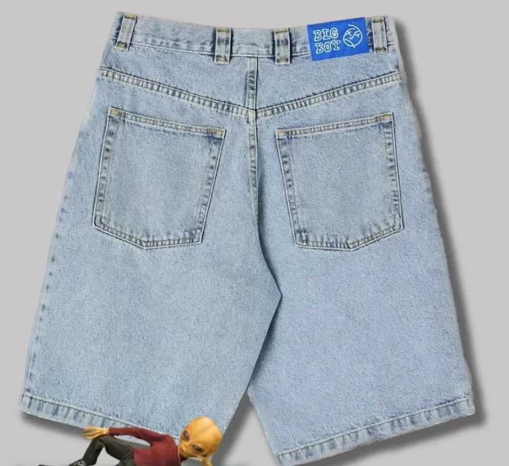 Y2K Polar Big boy Short for Men Streetwear Baggy Jeans Embroidery Denim Leisure Short Women Hot Traf Men shorts Skate jeans men X250203