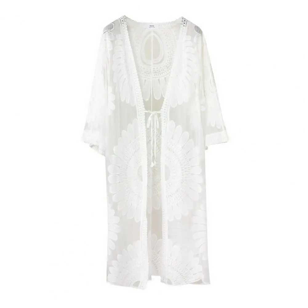 One Size Chic Open Stitch Summer Beach Dr Perspective Summer Beach Cover Up Flower Embracery Womens Wear W250120